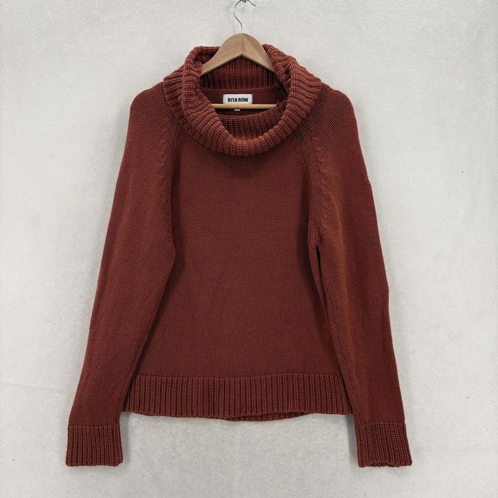 Rita Row Sweater Womens M Brown Cotton Cashmere Cowl Neck Knit Pullover Spain
